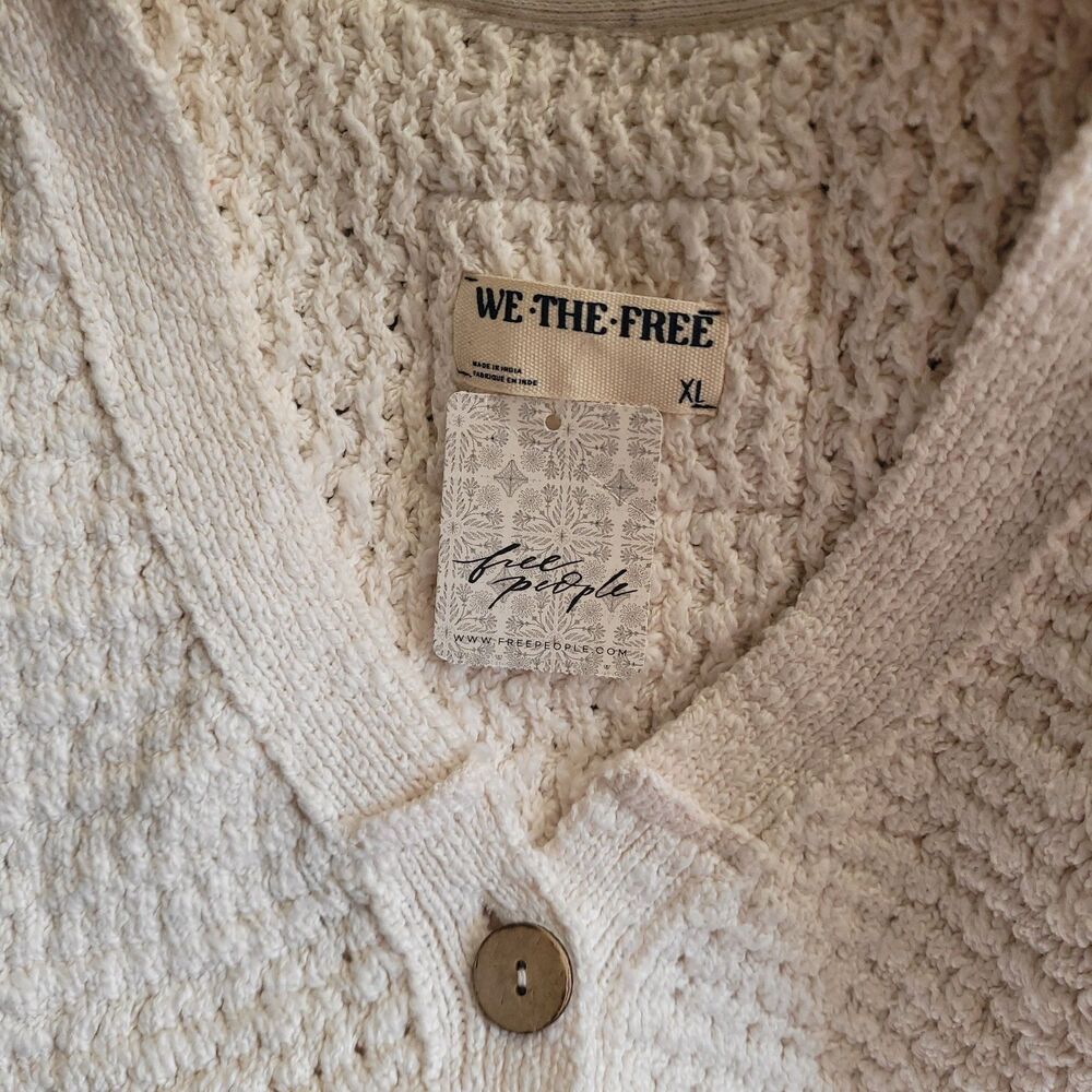 Free People Ava Vest In Sugar Straw Cream Size XL NWT Free People Sweater Vest - Picture 13 of 15